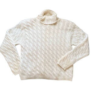 Vintage Ellen Ashley Womens Angora Lambswool Pullover Sweater Size Medium Ivory